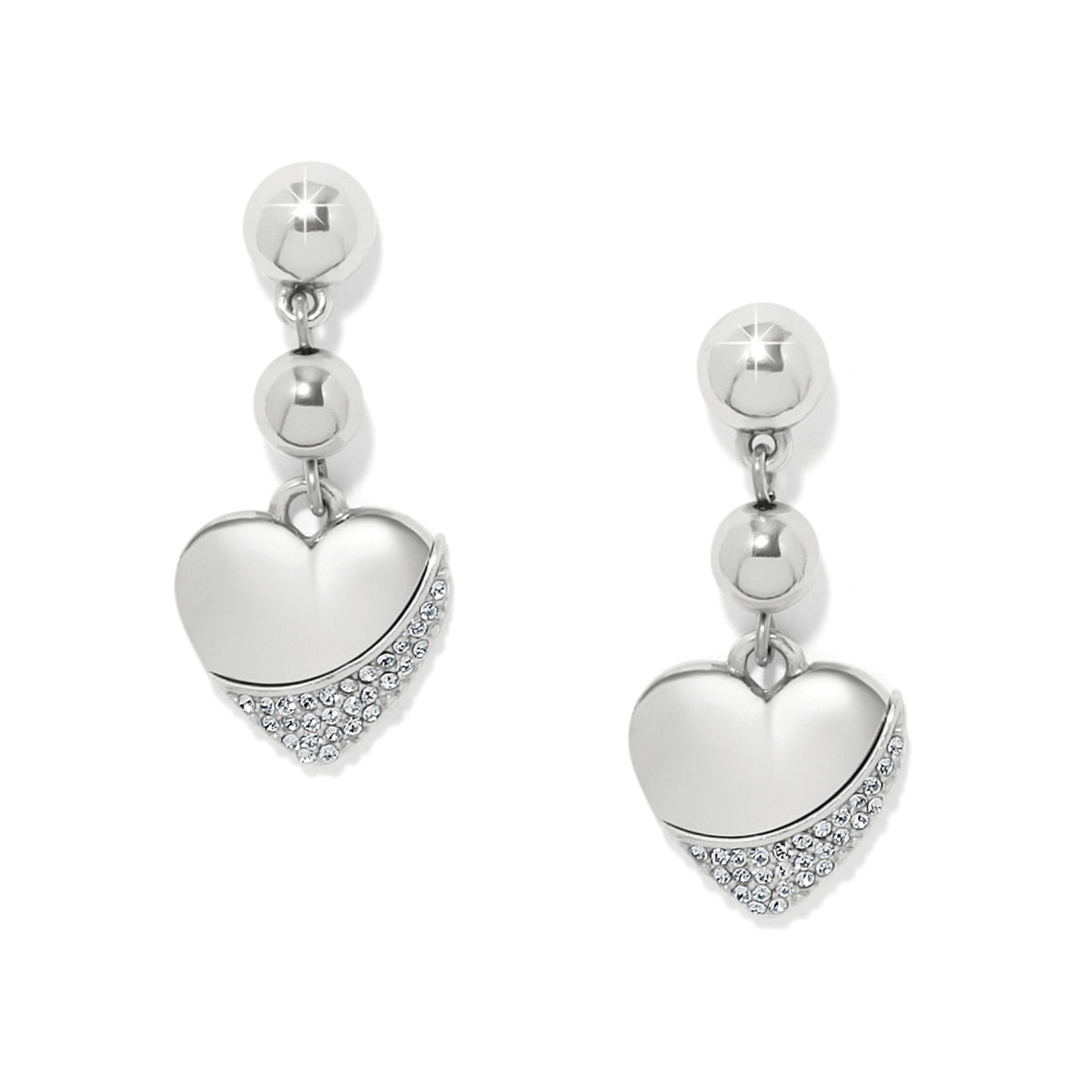 Meridian Petite Heart Wave post earrings featuring a flat disc back in silver-tone metal with a delicate wave pattern.
