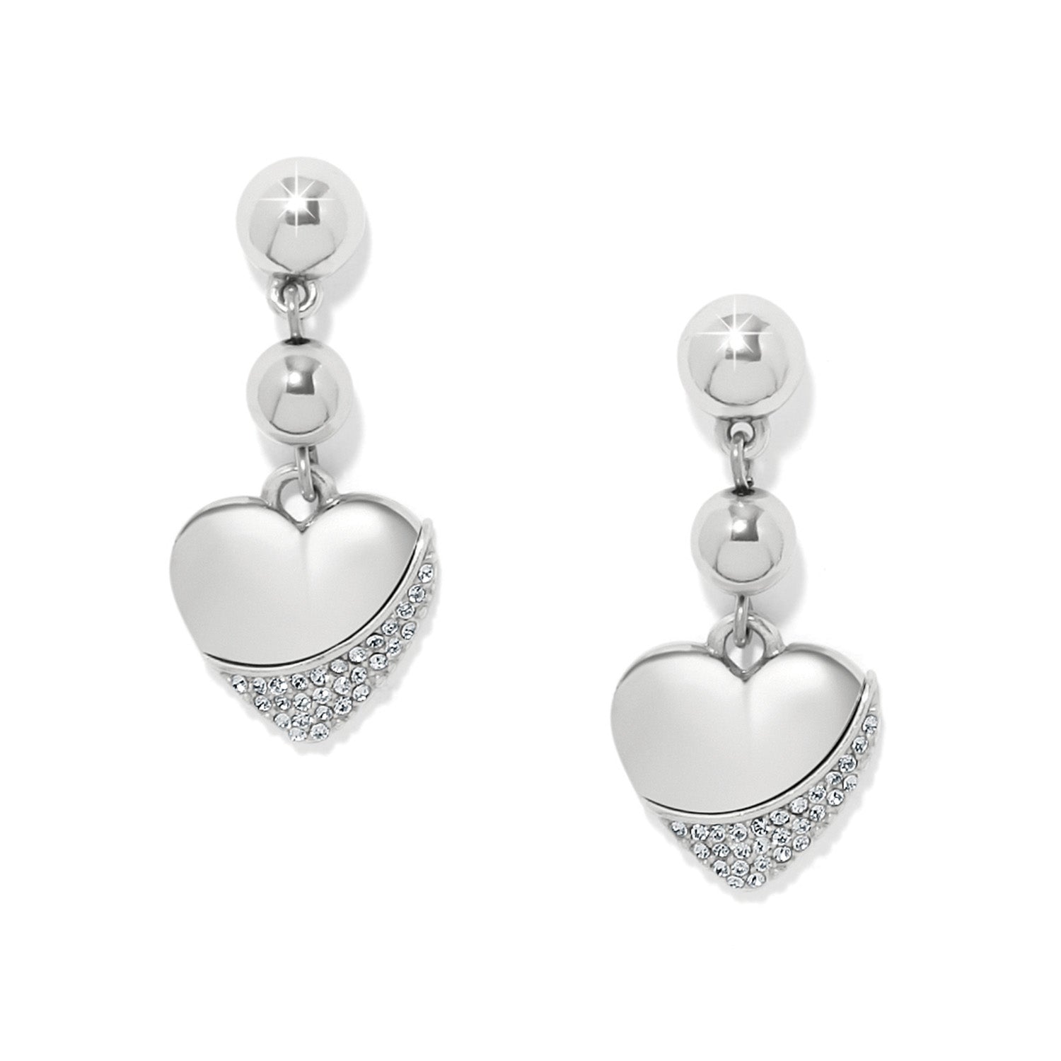 Meridian Petite Heart Wave post earrings featuring a flat disc back in silver-tone metal with a delicate wave pattern.