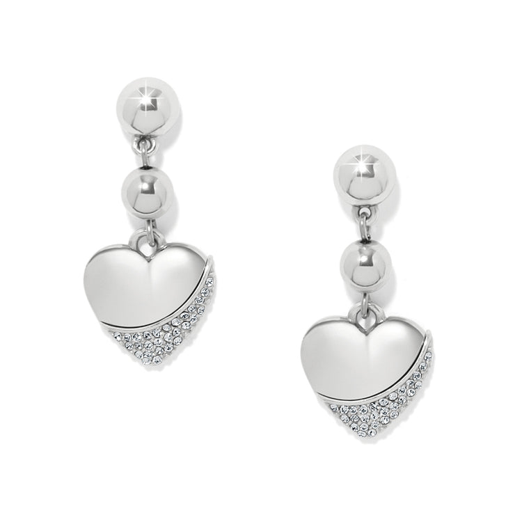 Meridian Petite Heart Wave post earrings featuring a flat disc back in silver-tone metal with a delicate wave pattern.