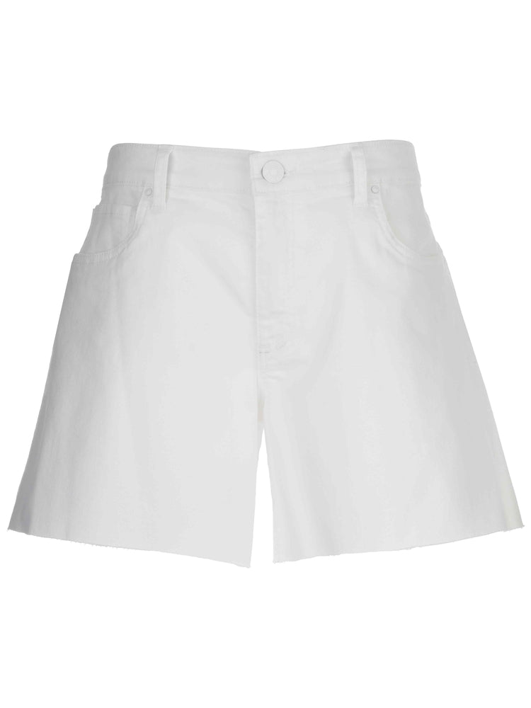 Hailey high-rise shorts in raw hem cotton blend with a relaxed fit.