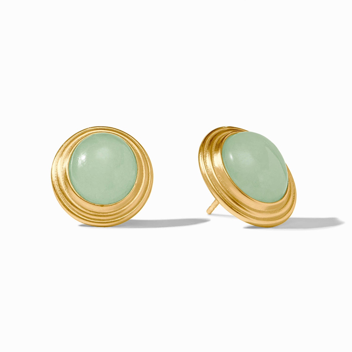Portofino Stone Stud earrings featuring a jade stone with 24K gold plating on the post and back.