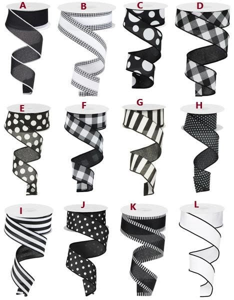 Black polyester ribbon with white stripes on a plain background