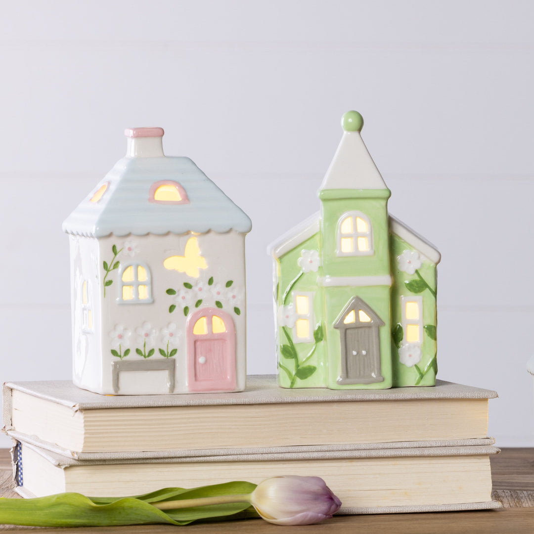 Med Cer Light Up Easter Cottage Fig -  Sold Individually