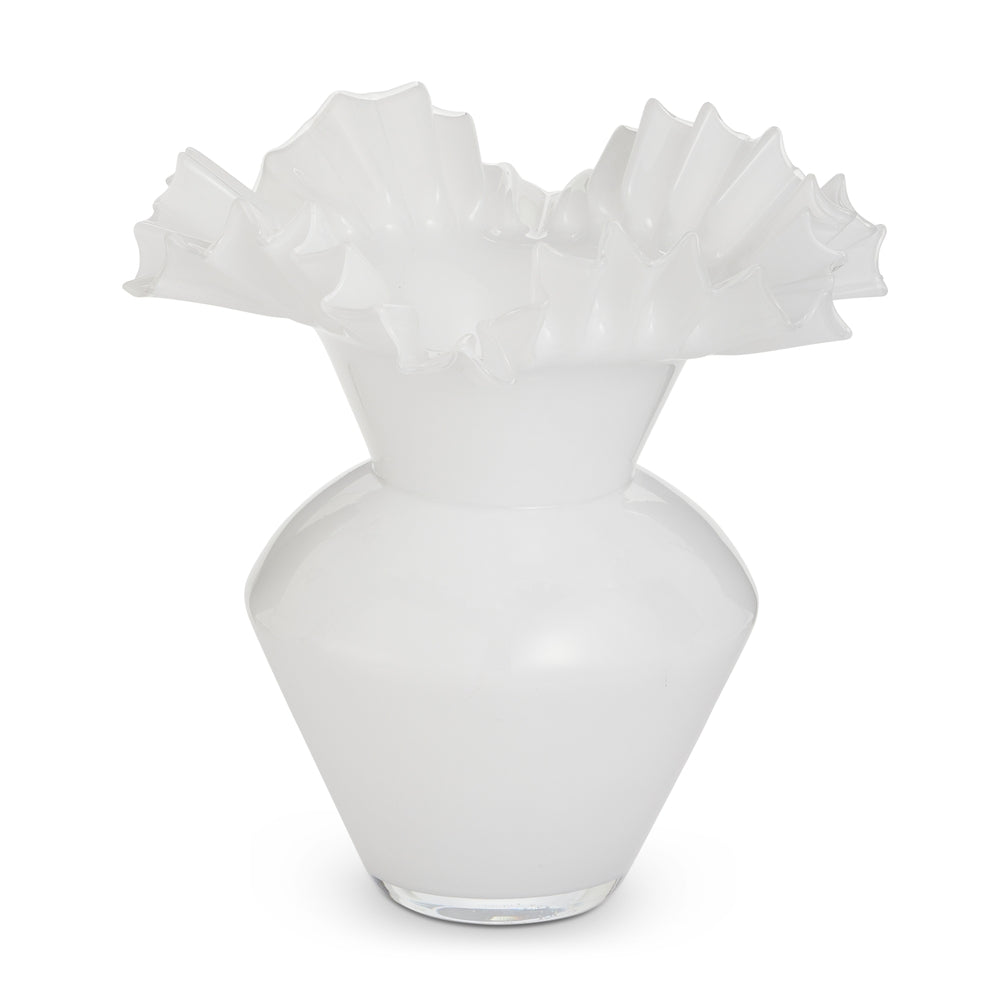 Clear glass vase with a cylindrical shape measuring 14.5 inches tall.