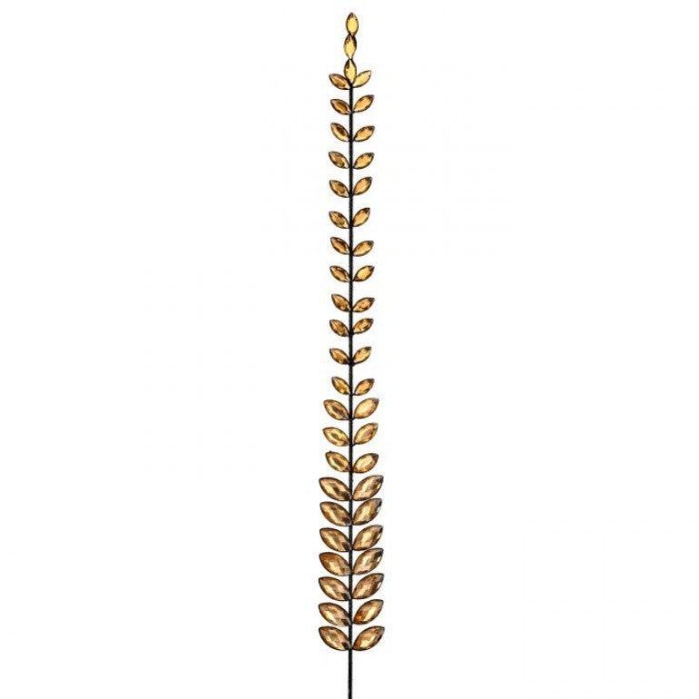 36-inch long jewel leaf stem with amber-colored faceted gems on a flexible dark wire.