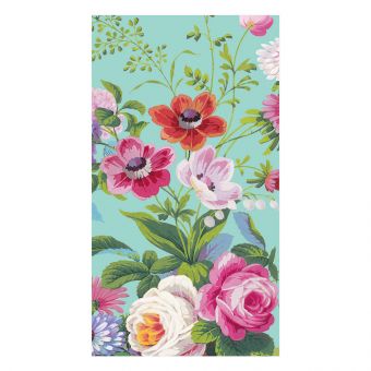 Triple-ply paper guest towel with water-soluble ink print in neutral tone.