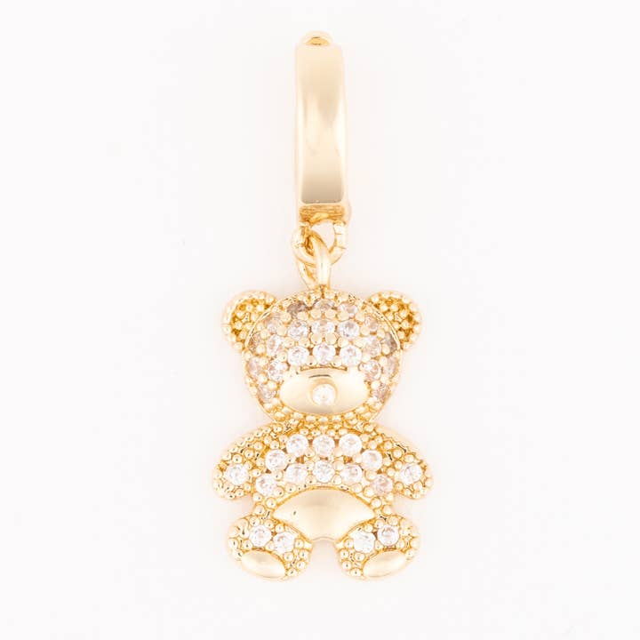 Gold-plated Sophie Bear charm with clear crystal pavé detailing and a polished clasp.