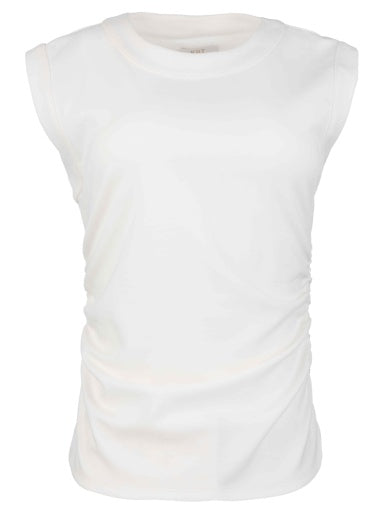 Rayna banded tank top in black with ruching detail on the side.