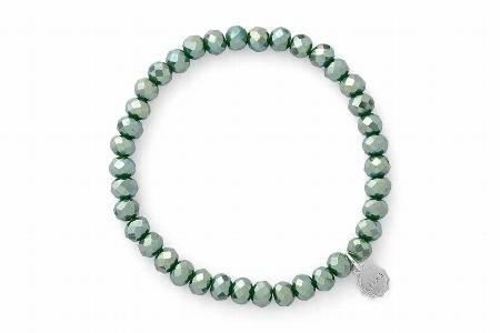 Stretchy bracelet with faceted glass beads in mixed colors