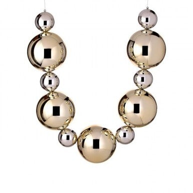60-inch vacuum plated ball garland with 20mm and 10mm spheres in a metallic finish