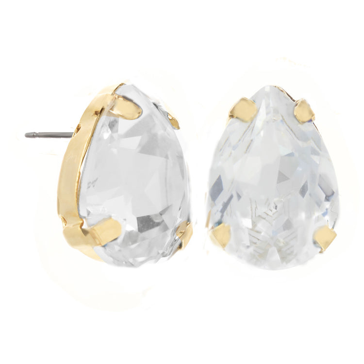 Silver-tone stud earrings featuring a small luminous gemstone center with delicate surrounding prongs.