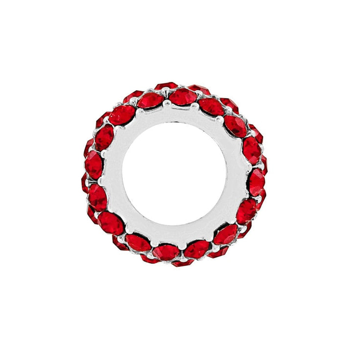 Silver plated fine-quality crystal glitter spacer bead measuring one-quarter inch in width.