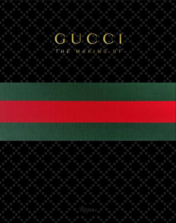 Gucci The Making Of book cover with red and green stripe and Rizzoli logo.