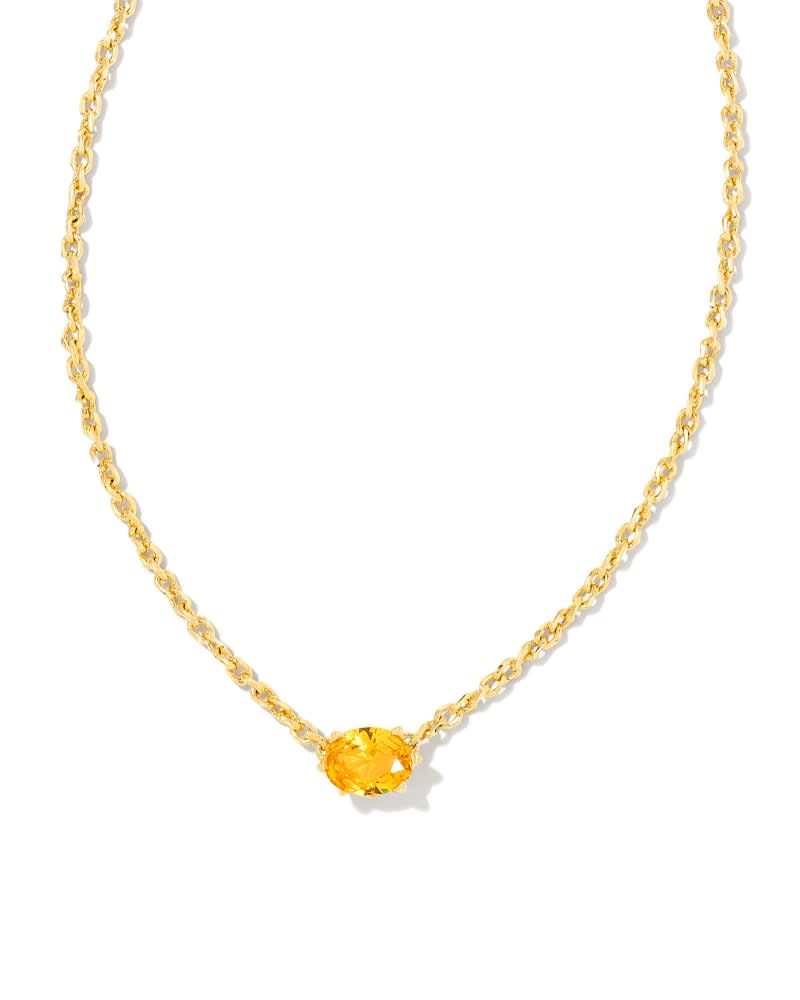 Purple crystal pendant on a yellow gold over brass chain with lobster clasp