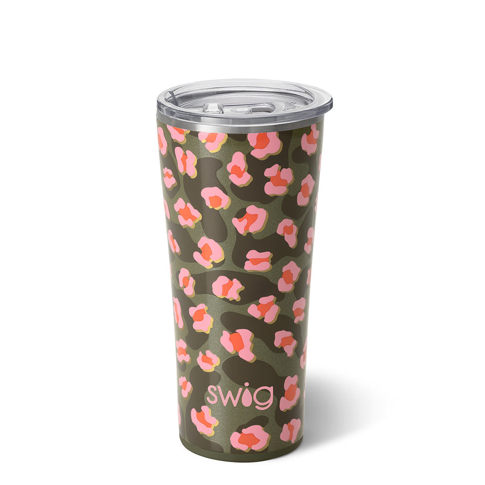 Matte black 22oz stainless steel tumbler with silicone base and BPA-free lid.