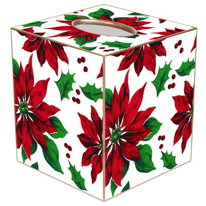 Hand-painted gold tissue box cover with paper mache finish