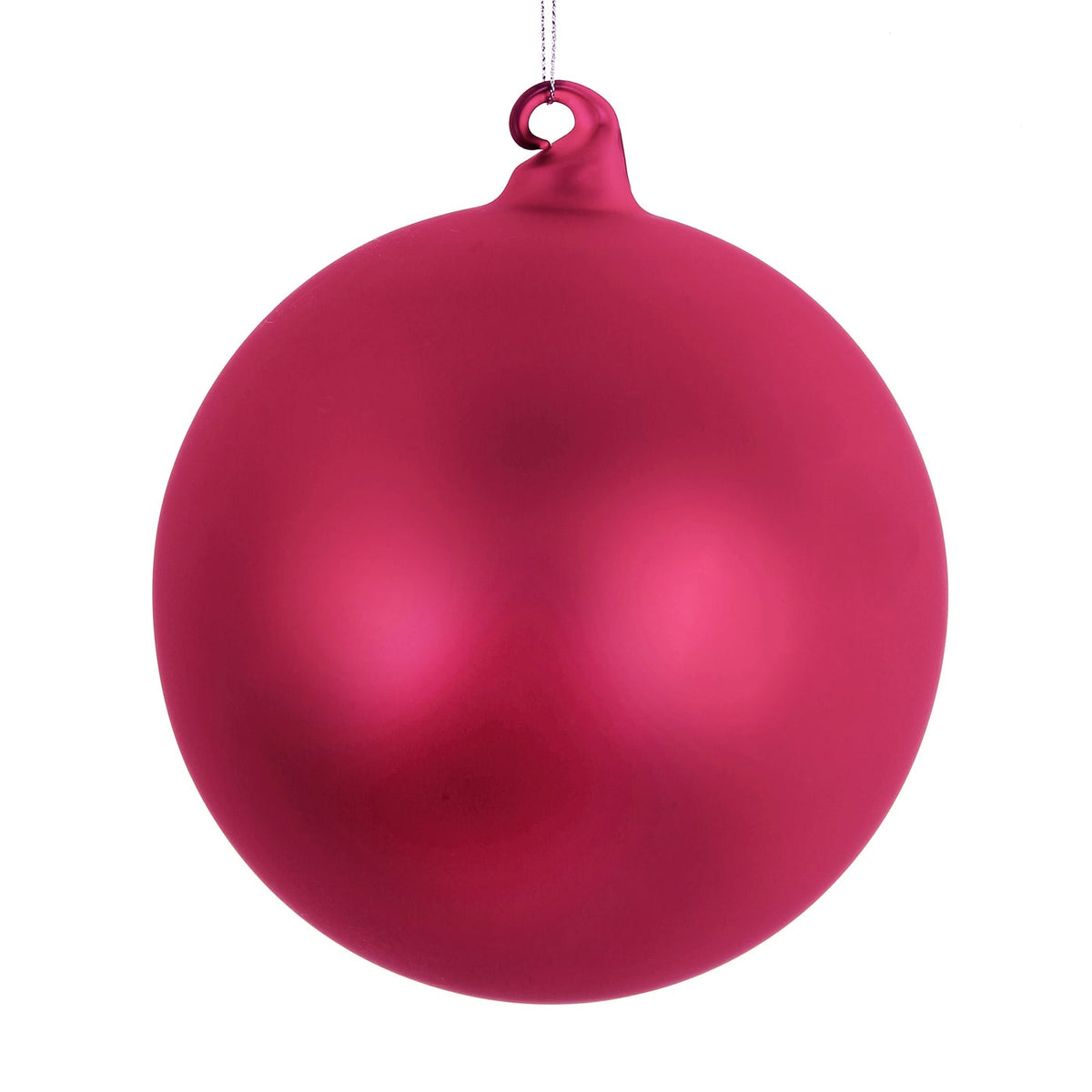 150mm matte finish magenta pink ball ornament with a hanging loop.