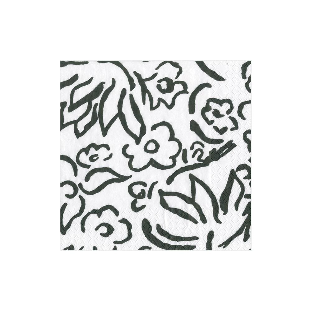 Packaged cocktail napkins with printed patterns on triple-ply tissue.