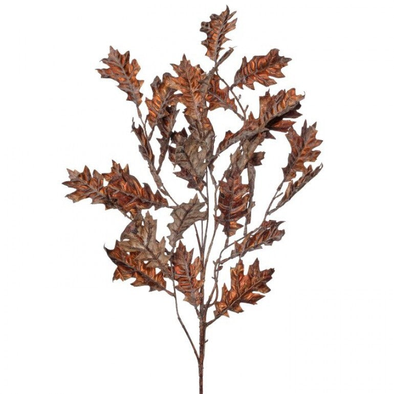 35-inch gilded leaf spray in copper with detailed metallic oak-style leaves on a brown stem.