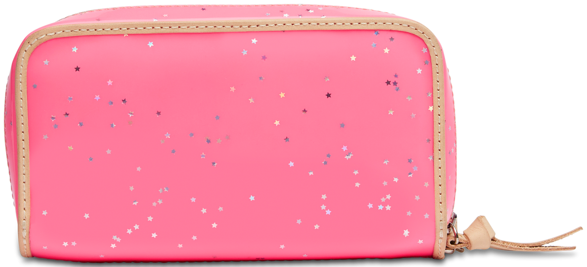 Natural untreated leather Shine wristlet wallet with detachable strap