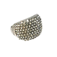 Silver pave cluster stretch ring with rhinestone embellishments