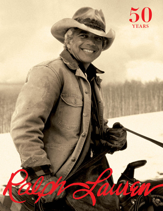 Sepia photo of Ralph Lauren in a cowboy hat and jacket celebrating 50 years.
