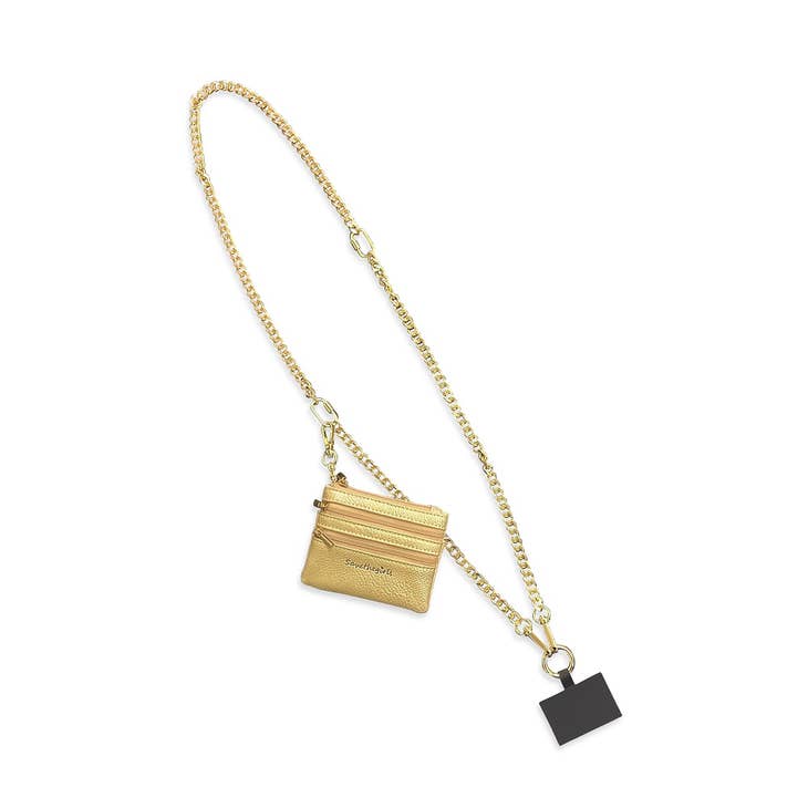 Black detachable chain necklace with zippered pouch case