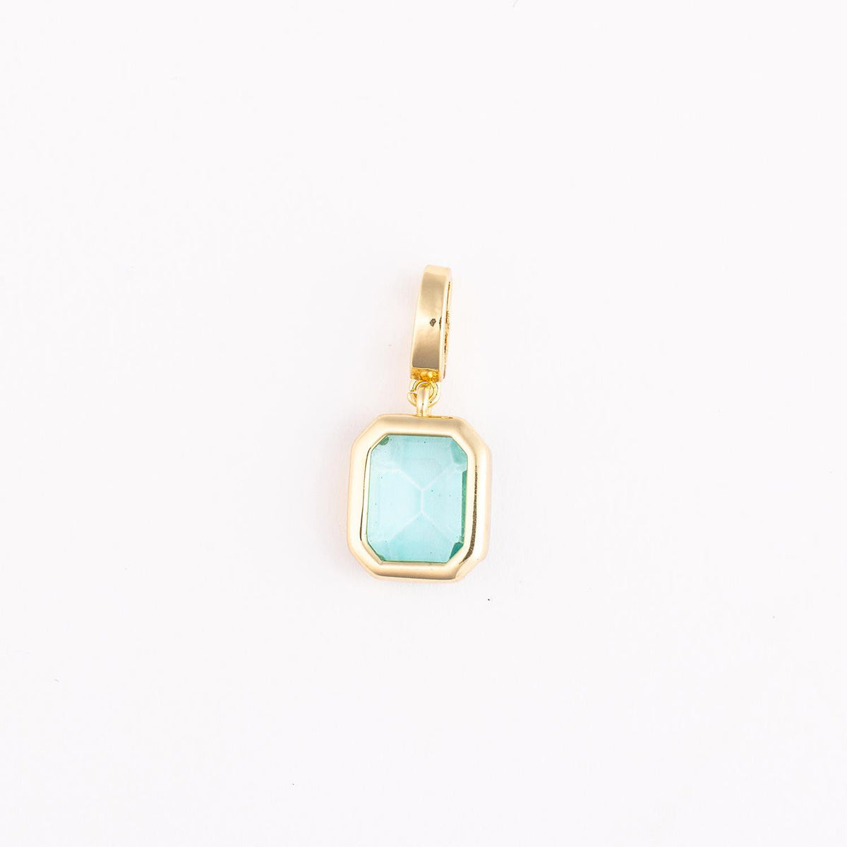 Gold-plated birthstone charm featuring a round 12mm cubic zirconia stone with an attached clasp.