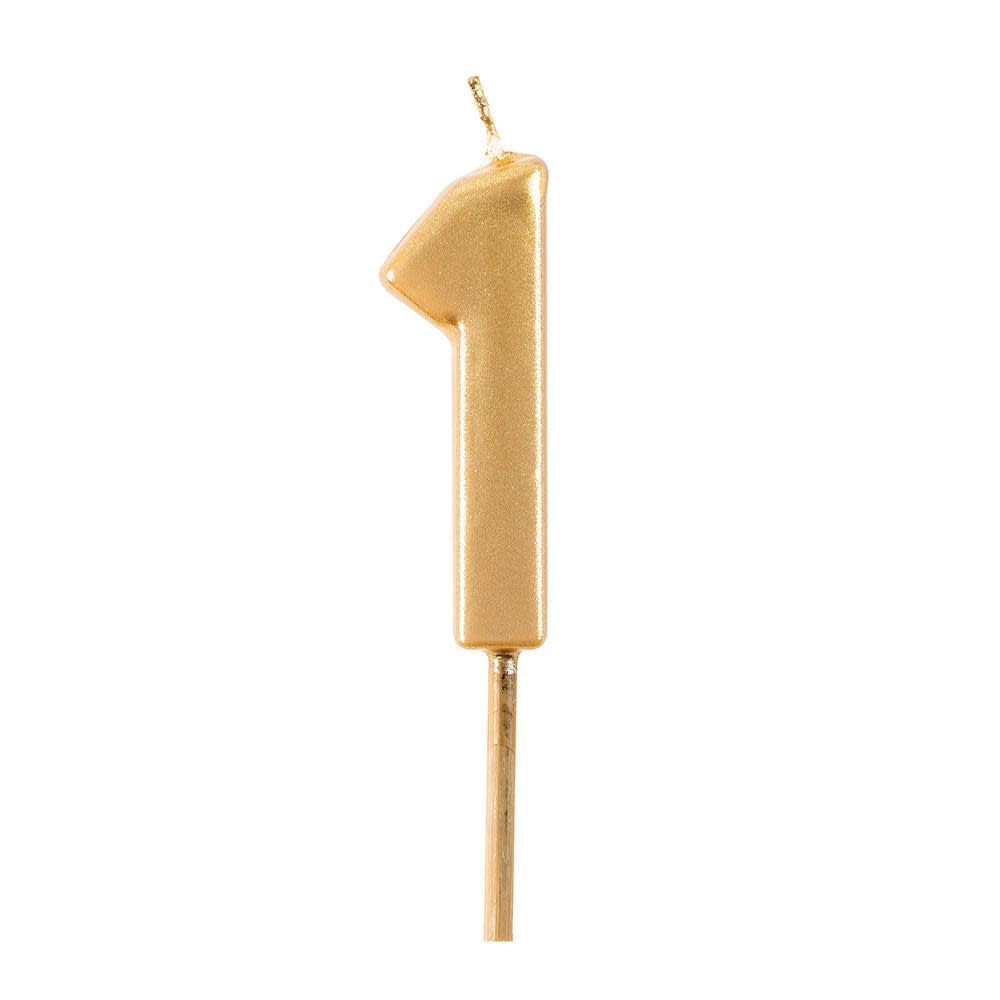 Gold number birthday candle with coated finish