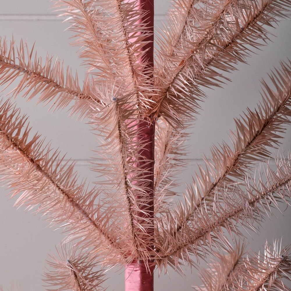 36-inch plastic spring feather tree with base in natural tones