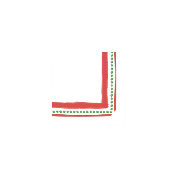Pack of twenty folded Campagna holiday cocktail napkins with a festive pattern.