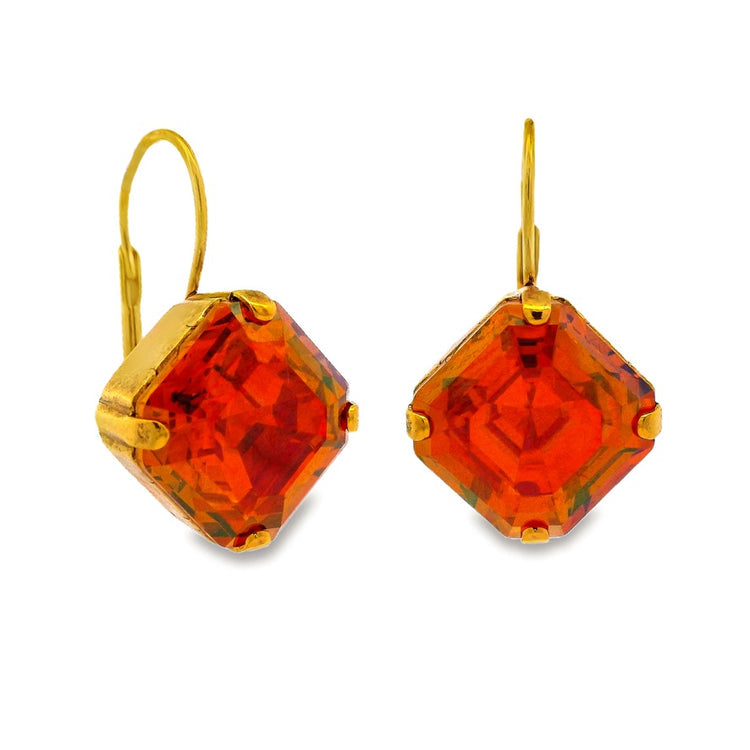 Antique gold surgical steel hoop earrings with high-quality crystals