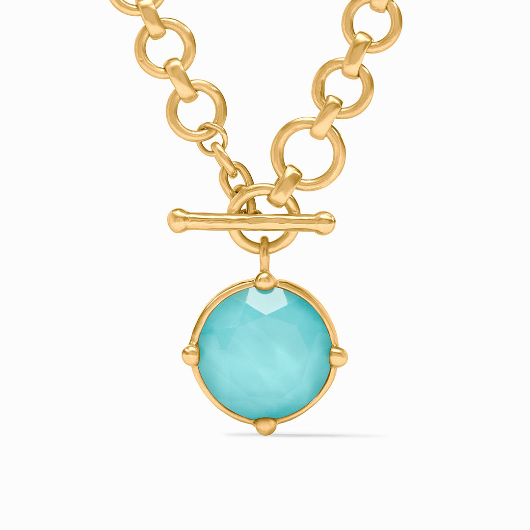 Adjustable Honeybee demi necklace featuring a rose-cut stone with beads on one side and a bas-relief bee design.