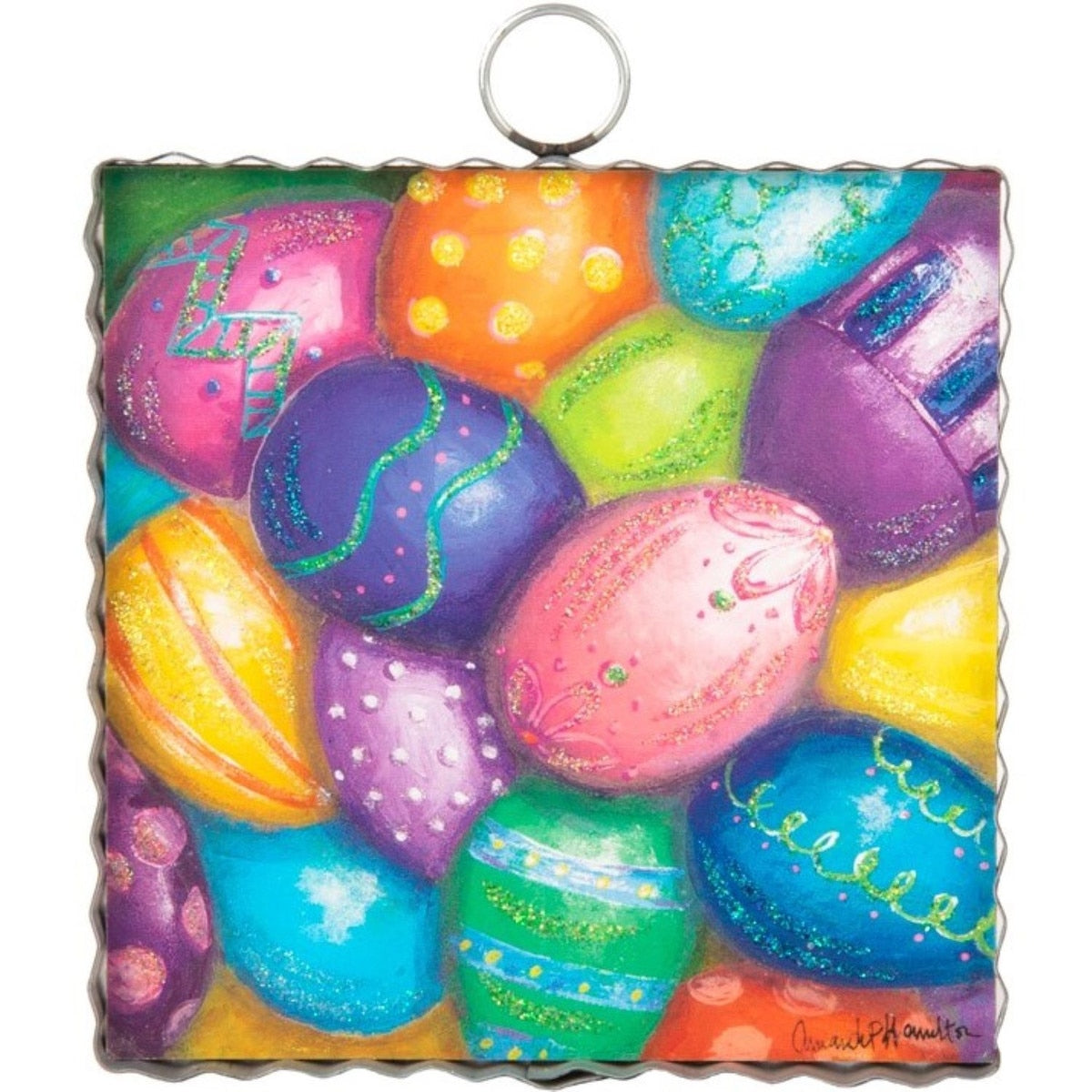 Mini Hamilton Egg Collage wall hanging featuring a collage-style egg pattern in neutral tones.