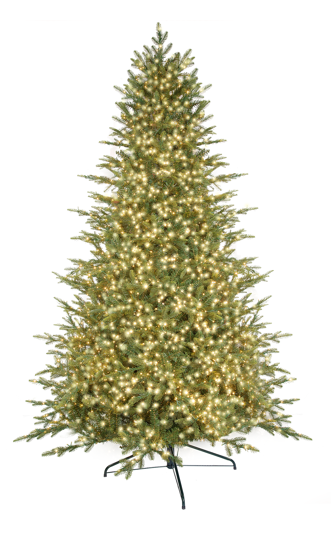 9-foot Amber Christmas Tree with warm white LED lights on a metal stand.