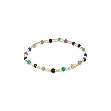 3MM gemstone bracelet with gold-filled beads featuring a sincerity pattern in warm fall tones