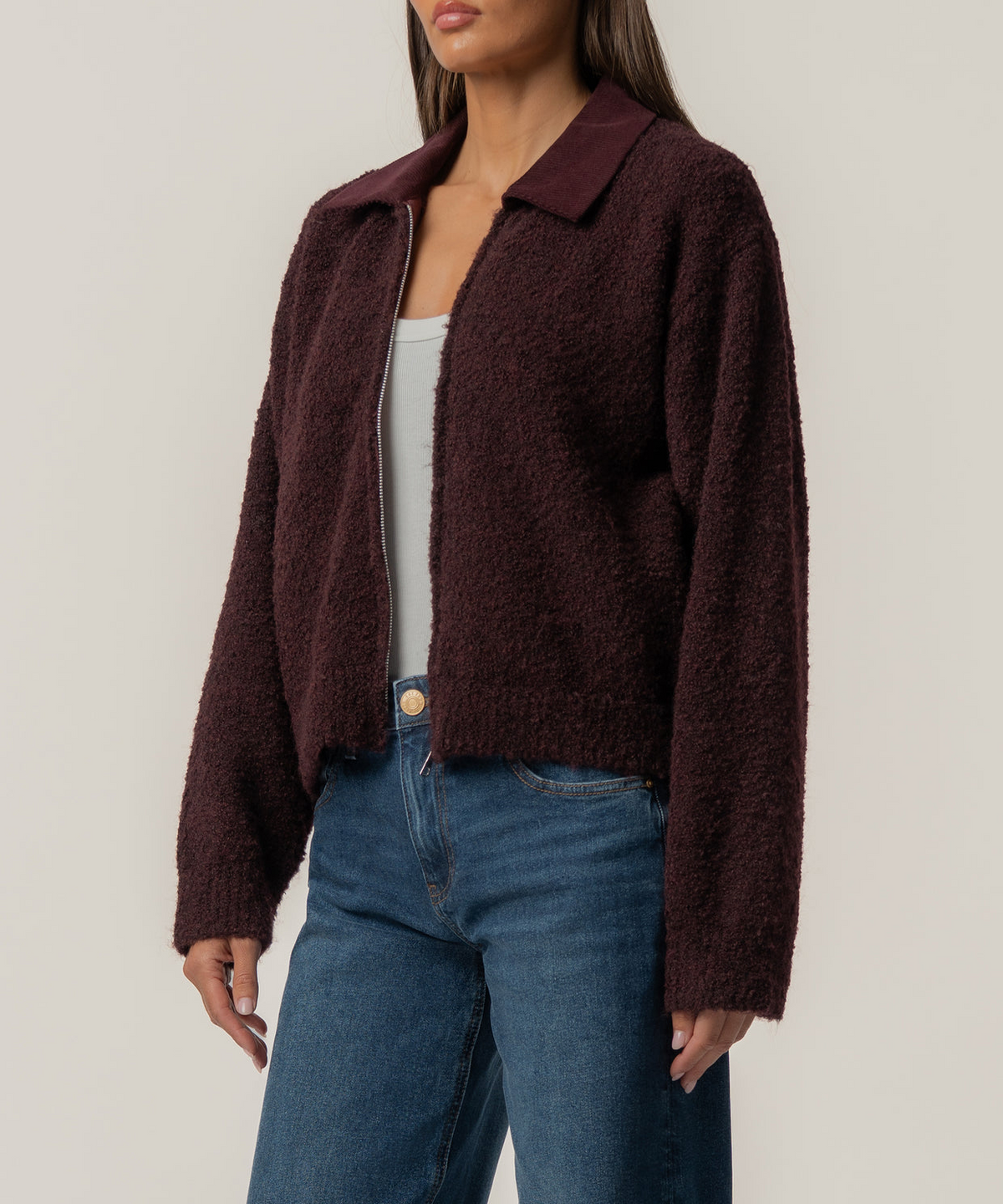 Sasha Knit Jacket W Corduroy Collar