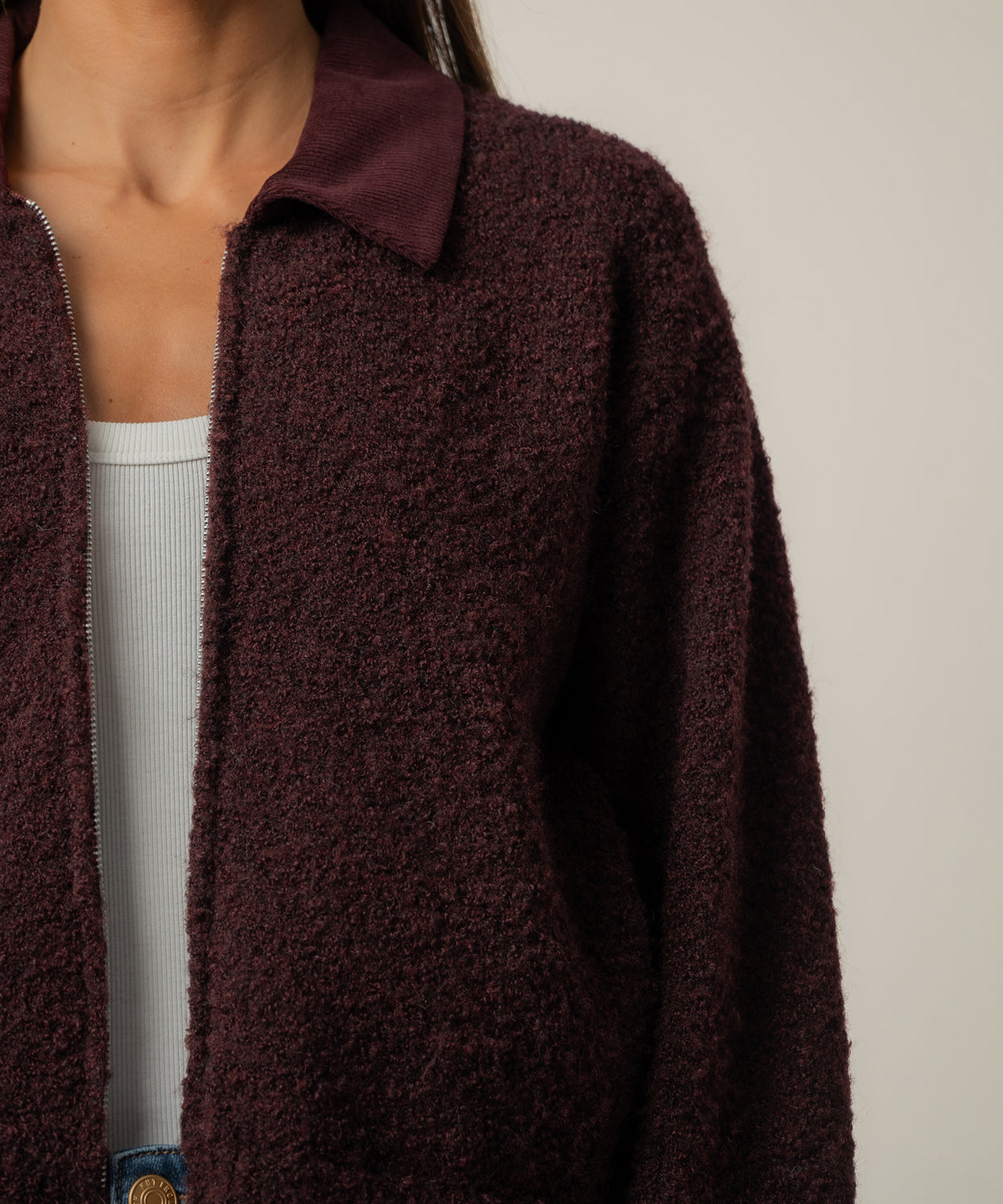Sasha Knit Jacket W Corduroy Collar
