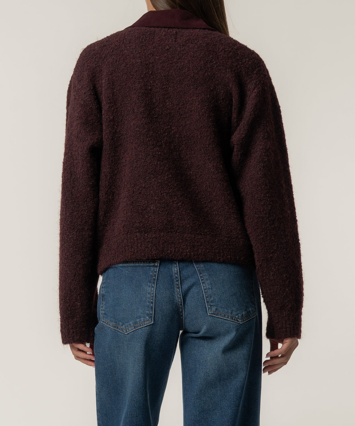 Sasha Knit Jacket W Corduroy Collar