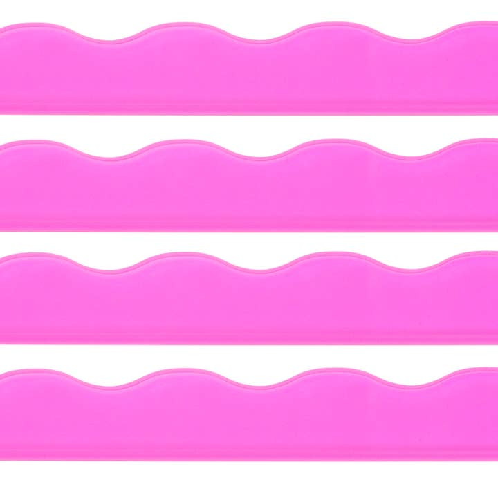Set of four bright pink magnetic mahjong rack pushers with a wavy top edge.