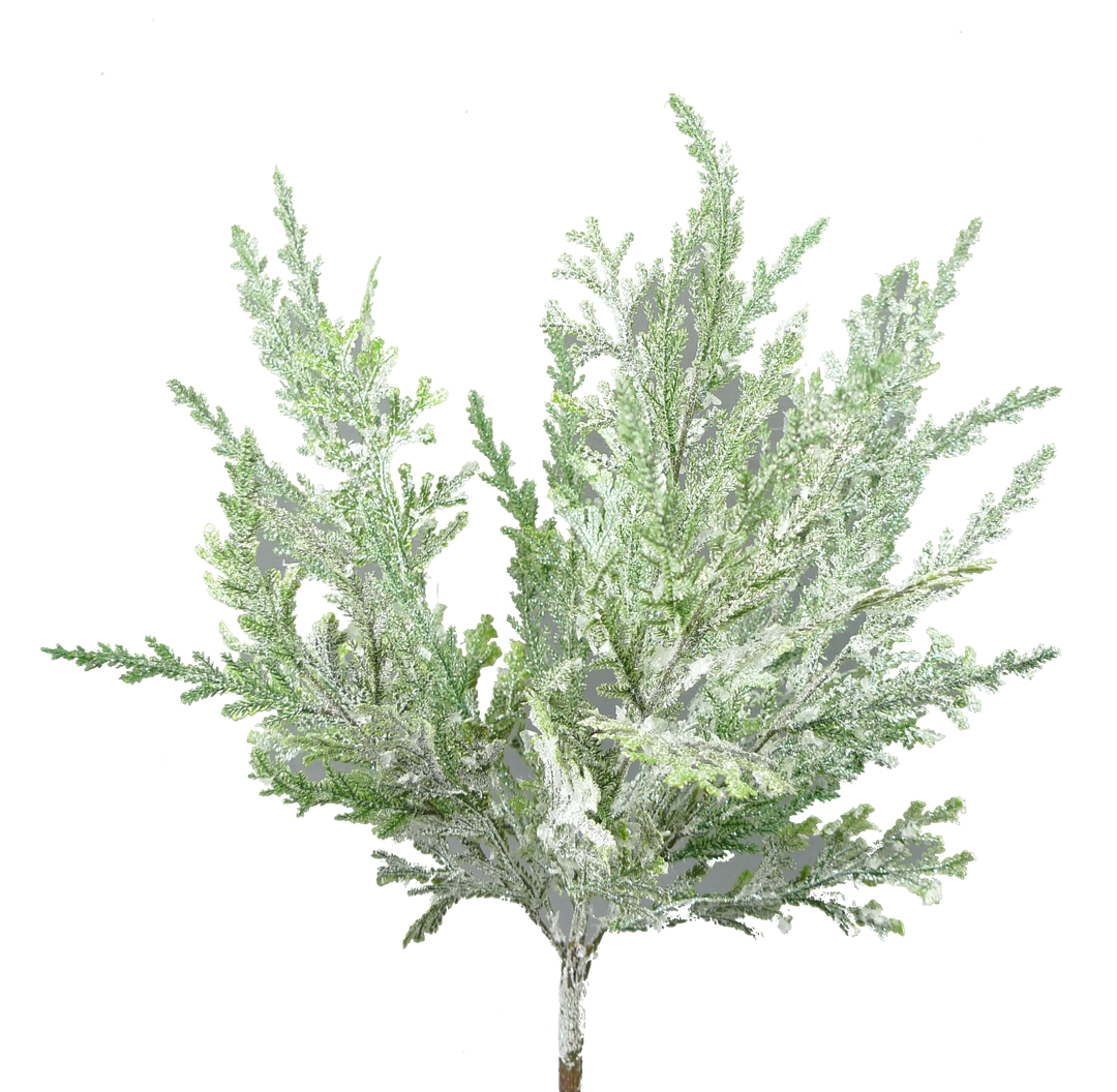 Glitter pine bush with frosted green needles and a brown stem, 20 inches long.