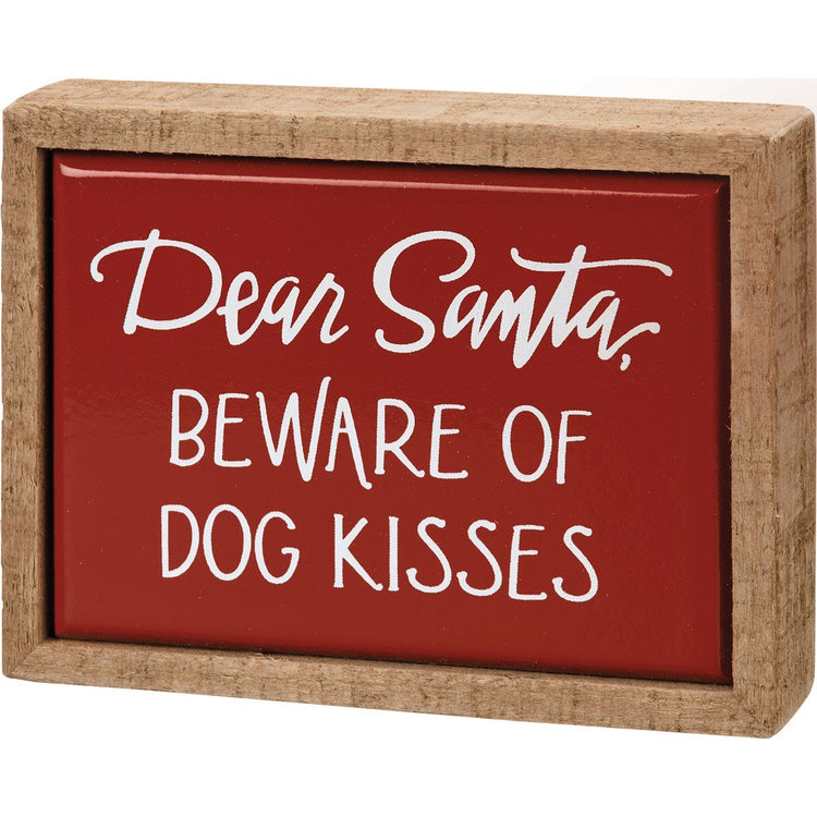 Wooden box sign with tile finish displaying hand-lettered Believe sentiment in festive collection.