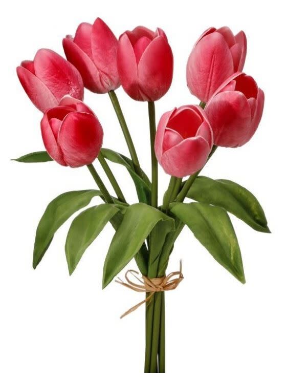Bundle of four white foam tulips with a classic cup shape.
