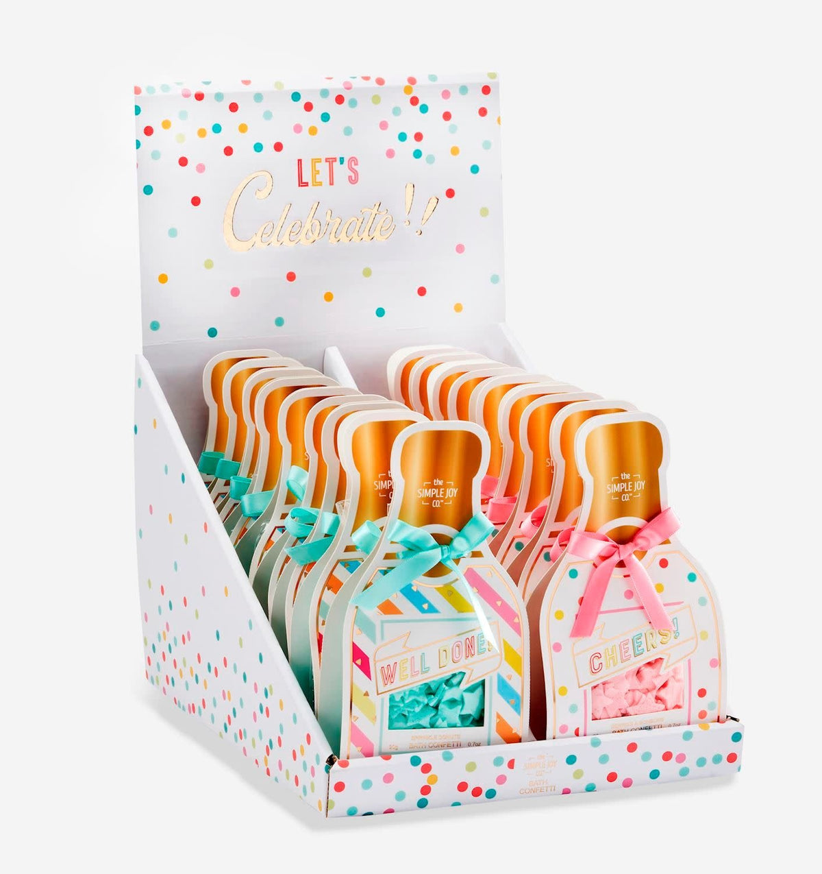 Small round container of Scented Bath Confetti in a pastel pink hue with visible confetti texture.