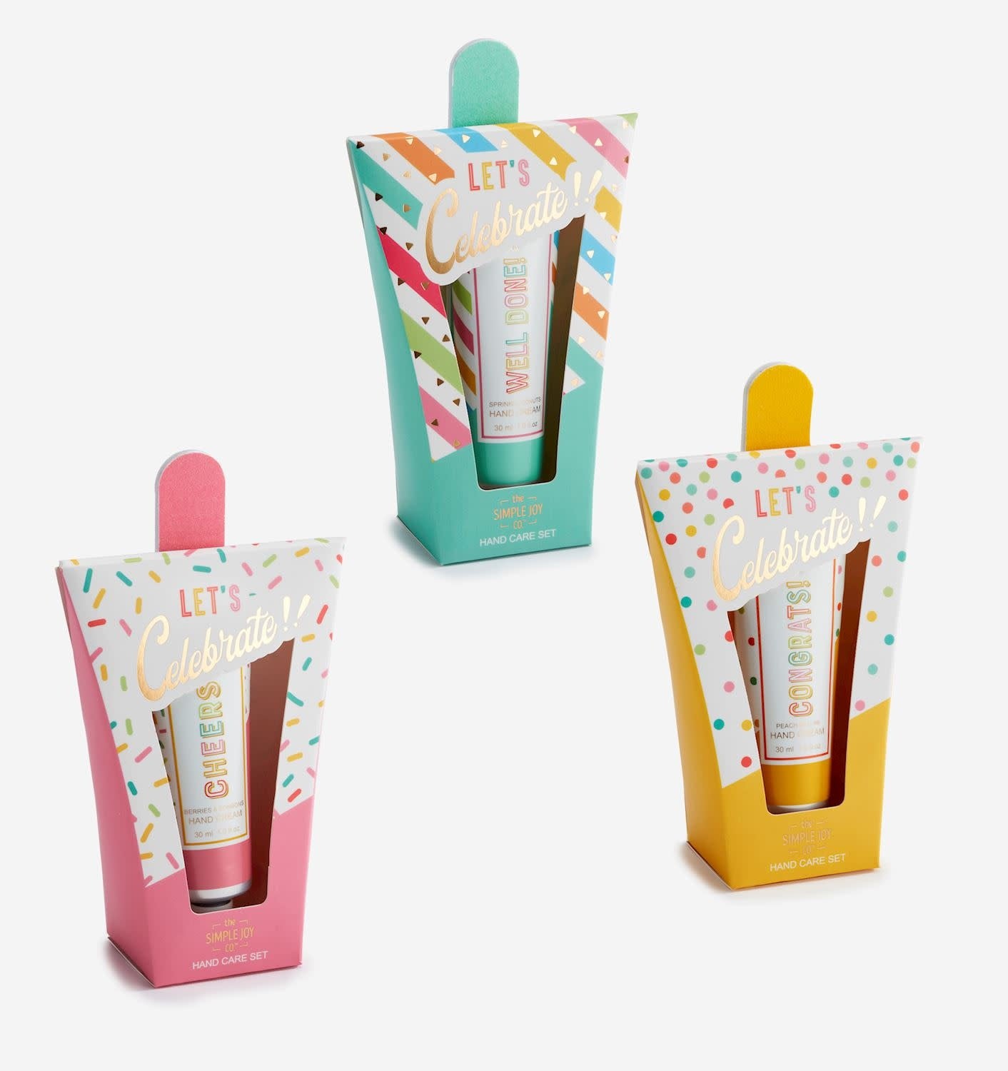 White tube scented hand cream with sentiment gift set featuring colorful glittery nail file