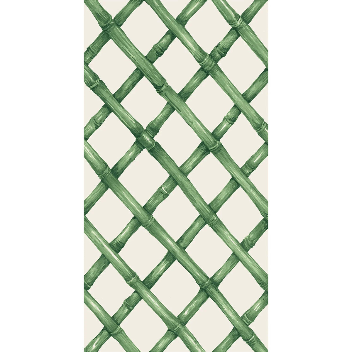 Guest napkin featuring a green bamboo trellis pattern on a cream background.