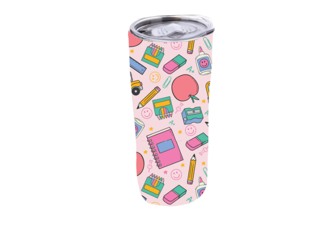 School Days 20 Oz. Skinny Tumbler With Lid and Straw
