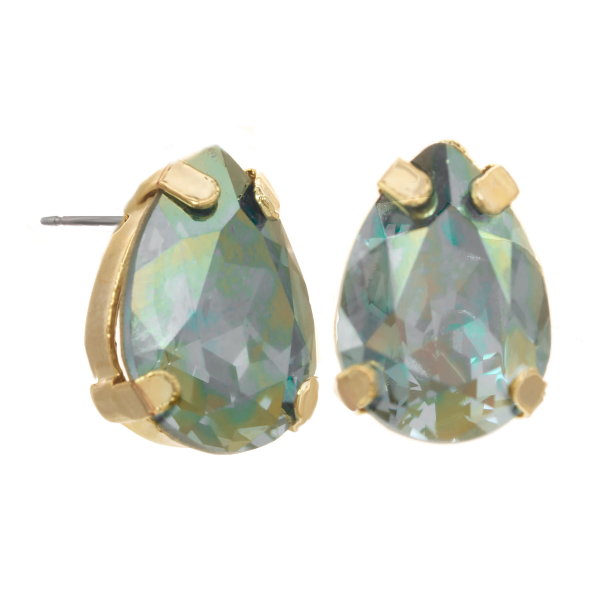 Watermelon-colored stud earrings with a round shape.