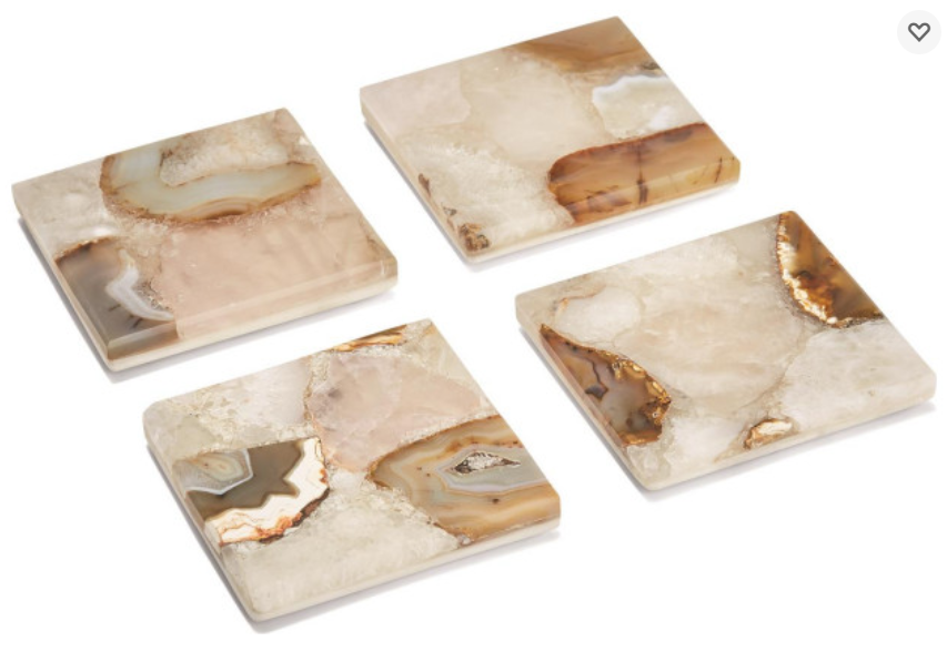 Agate Coaster with Marble Base Set