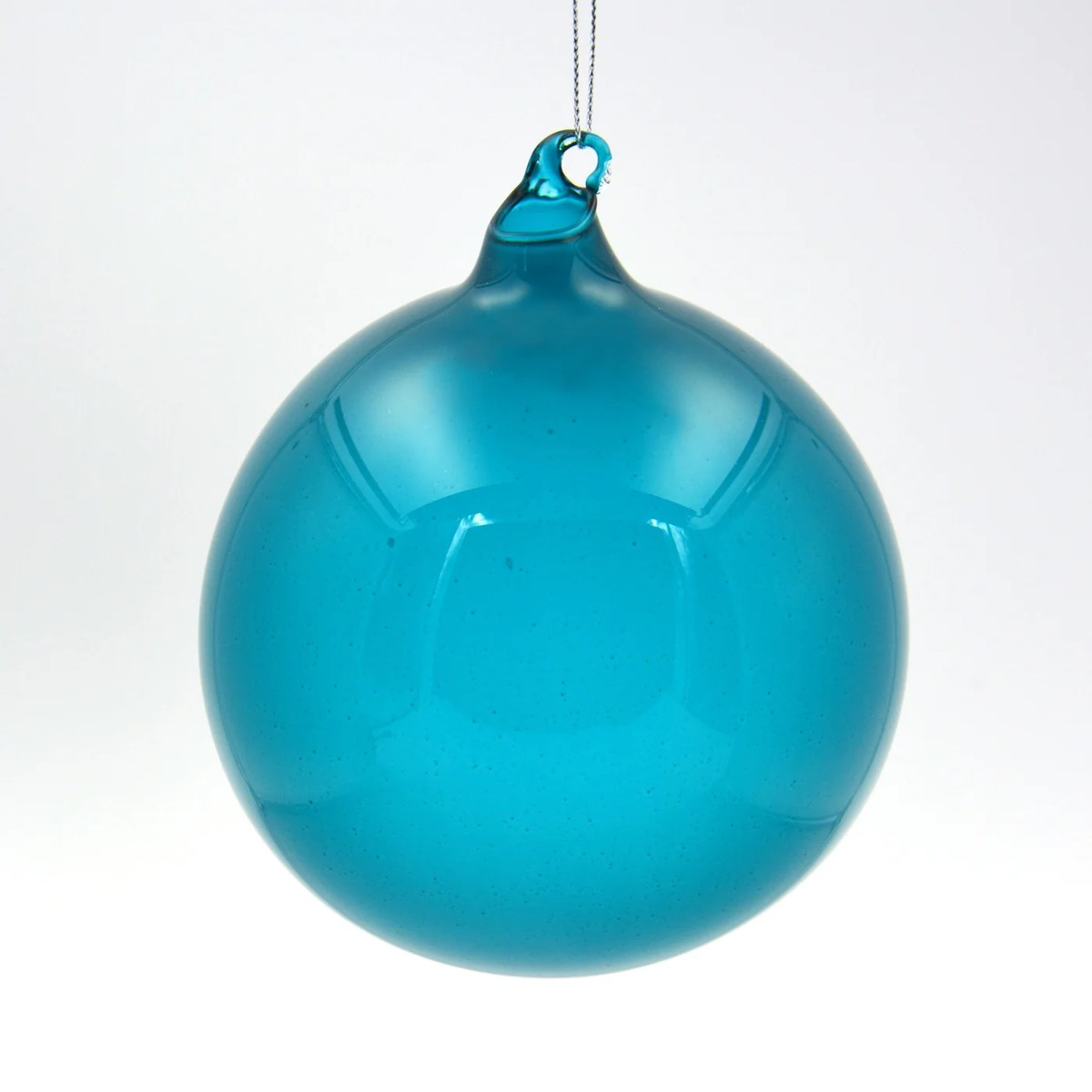 120mm Eucalyptus Blue translucent glass bubblegum ball ornament with a glossy finish.